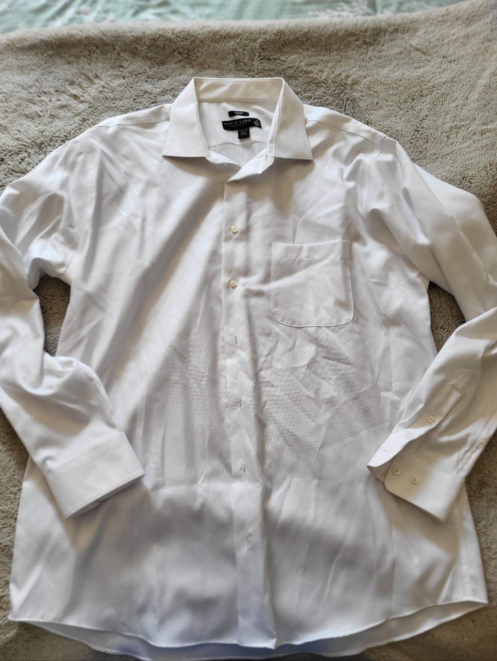 Pronto Uomo White Men’s Dress Shirt with Chest Pocket
